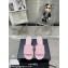Chanel CC Logo Fabric Heel Mules Pink 2024
