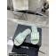 Chanel Logo Fabric Flat Mules Green 2024