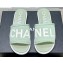 Chanel Logo Fabric Flat Mules Green 2024