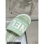 Chanel Logo Fabric Flat Mules Green 2024