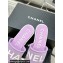 Chanel Logo Fabric Flat Mules Purple 2024