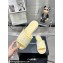 Chanel Logo Fabric Flat Mules Yellow 2024