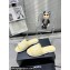 Chanel Logo Fabric Flat Mules Yellow 2024