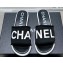 Chanel Logo Fabric Flat Mules Black 2024