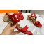 Cheap Sale Hermes Heel 5.5cm Bikini sandals Red with oversized Chaine d'Ancre