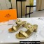 Cheap Sale Hermes Heel 5.5cm Bikini sandals Gold with oversized Chaine d'Ancre