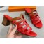 Cheap Sale Hermes Celena Sandals Red/Brown with Chaine d'Ancre
