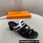 Cheap Sale Hermes Celena Sandals Black/White with Chaine d'Ancre