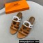 Cheap Sale Hermes Celena Sandals Brown/White with Chaine d'Ancre
