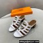 Cheap Sale Hermes Celena Sandals White with Chaine d'Ancre
