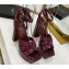 Cheap Sale Saint Laurent Platform Tribute Sandals Croco Pattern Burgundy
