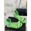 Chanel Crystal Bow Wedge Sandals Glitter Green 2024
