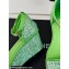 Chanel Crystal Bow Wedge Sandals Glitter Green 2024