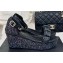 Chanel Crystal Bow Wedge Sandals Glitter Black 2024