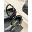 Chanel Crystal Bow Wedge Sandals Glitter Black 2024