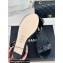 Chanel Crystal Bow Wedge Sandals Glitter Black 2024