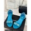 Chanel Crystal Bow Wedge Sandals Glitter Blue 2024