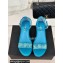 Chanel Crystal Bow Wedge Sandals Glitter Blue 2024