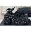Chanel Calfskin Strass Heel tubular Wedge Sandals Black 2024