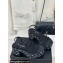 Chanel Calfskin Strass Heel tubular Wedge Sandals Black 2024