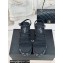 Chanel Calfskin Strass Heel tubular Wedge Sandals Black 2024