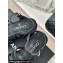 Chanel Calfskin Strass Heel tubular Wedge Sandals Black 2024