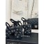 Chanel Calfskin Strass Heel tubular Wedge Sandals Black 2024