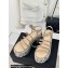 Chanel Calfskin Strass Heel tubular Wedge Sandals Beige 2024
