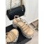 Chanel Calfskin Strass Heel tubular Wedge Sandals Beige 2024
