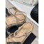 Chanel Calfskin Strass Heel tubular Wedge Sandals Beige 2024