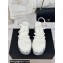 Chanel Calfskin Strass Heel tubular Wedge Sandals White 2024