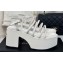 Chanel Calfskin tubular Wedge Sandals White 2024