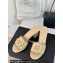 Chanel Heel 6.5cm Lambskin Mules with Camellia G45499 Beige 2024