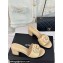 Chanel Heel 6.5cm Lambskin Mules with Camellia G45499 Beige 2024