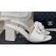 Chanel Heel 6.5cm Lambskin Mules with Camellia G45499 White 2024