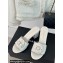 Chanel Heel 6.5cm Lambskin Mules with Camellia G45499 White 2024