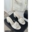 Chanel Heel 6.5cm Lambskin Mules with Camellia G45499 White 2024