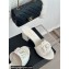 Chanel Heel 6.5cm Lambskin Mules with Camellia G45499 White 2024