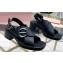 Miu Miu Heel 5cm Calfskin leather Sandals Black with Buckle 2024