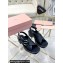 Miu Miu Heel 5cm Calfskin leather Sandals Black with Buckle 2024