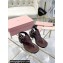 Miu Miu Heel 5cm Calfskin leather Thong Sandals Coffee with Buckle 2024