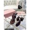 Miu Miu Heel 5cm Calfskin leather Thong Sandals Coffee with Buckle 2024
