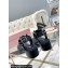 Miu Miu Heel 5cm Calfskin leather Thong Sandals Black with Buckle 2024