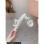 Miu Miu Matelassé Satin slides White with Crystal Logo 2024
