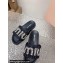Miu Miu Matelassé Satin slides Black with Crystal Logo 2024
