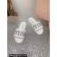 Miu Miu Matelassé nappa leather slides White with Crystal Logo 2024