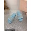 Miu Miu Matelassé nappa leather slides Blue with Crystal Logo 2024