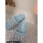 Miu Miu Matelassé nappa leather slides Blue with Crystal Logo 2024