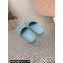 Miu Miu Matelassé nappa leather slides Blue with Crystal Logo 2024