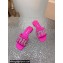 Miu Miu Matelassé Satin Heel slides Fuchsia with Crystal Logo 2024